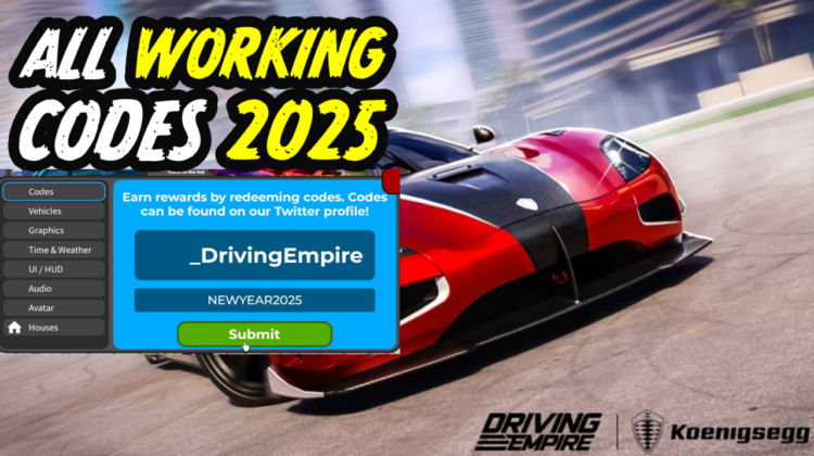 Roblox Driving Empire Codes January 2025