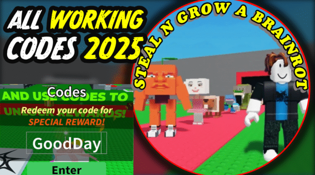Steal n Grow a Brainrot Codes July 2025