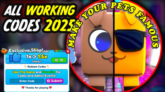 Make Your Pets Famous Codes August 2025